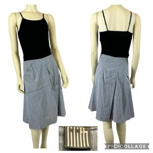 LILITH pinstriped semi wrap midi linen mix skirt size small